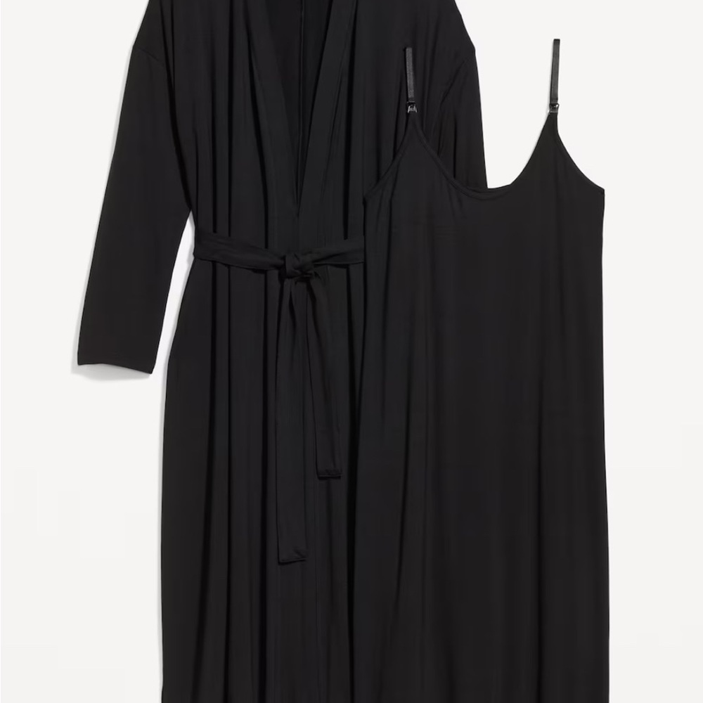 Old Navy Maternity Robe and Nursing Nightgown Set Small Black